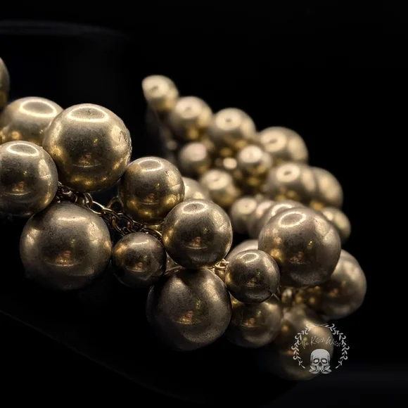Modern Gold Toned Metal Bubble Bauble Beaded Necklace - Picture 2 of 5